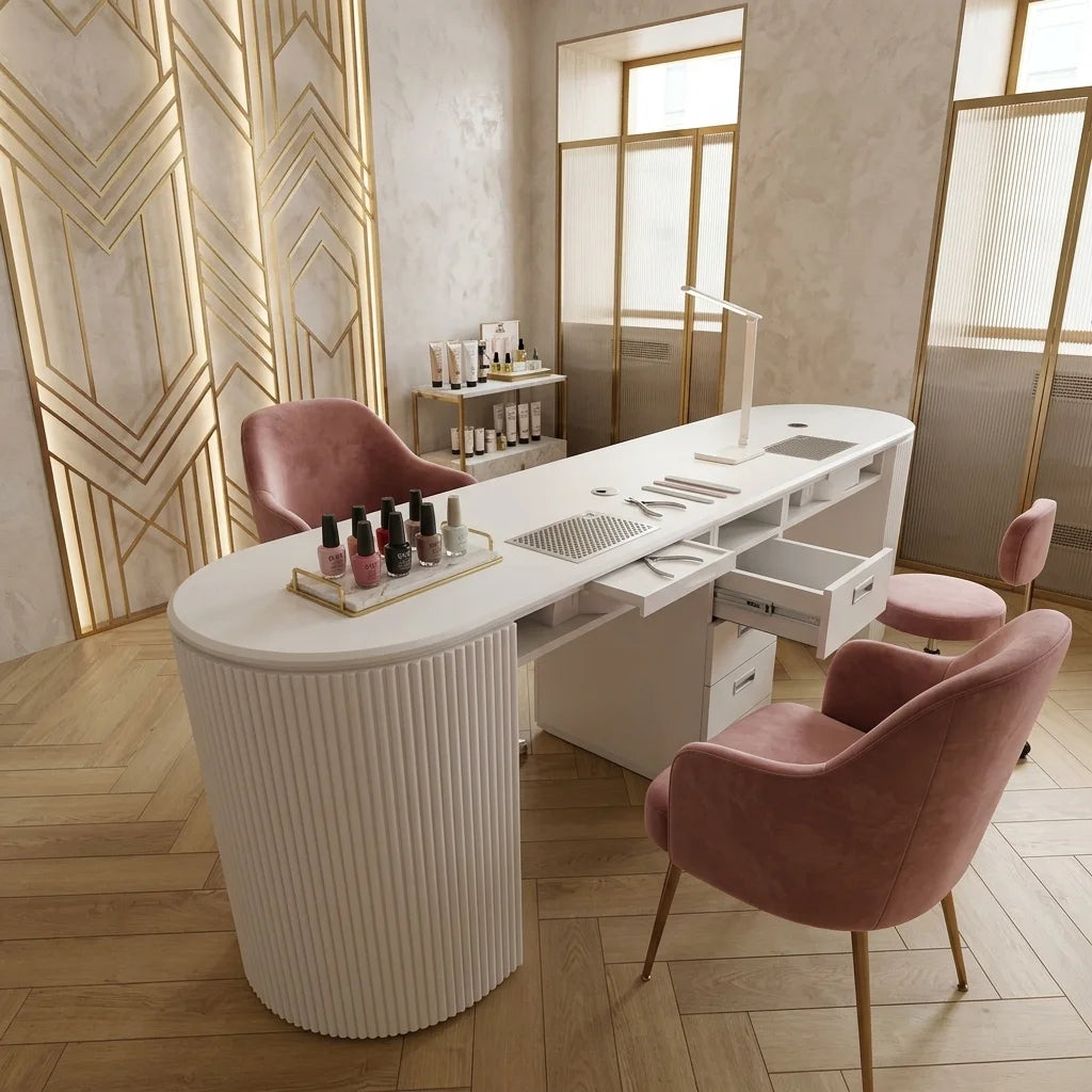 Two-Station Manicure Table with Integrated Ventilation