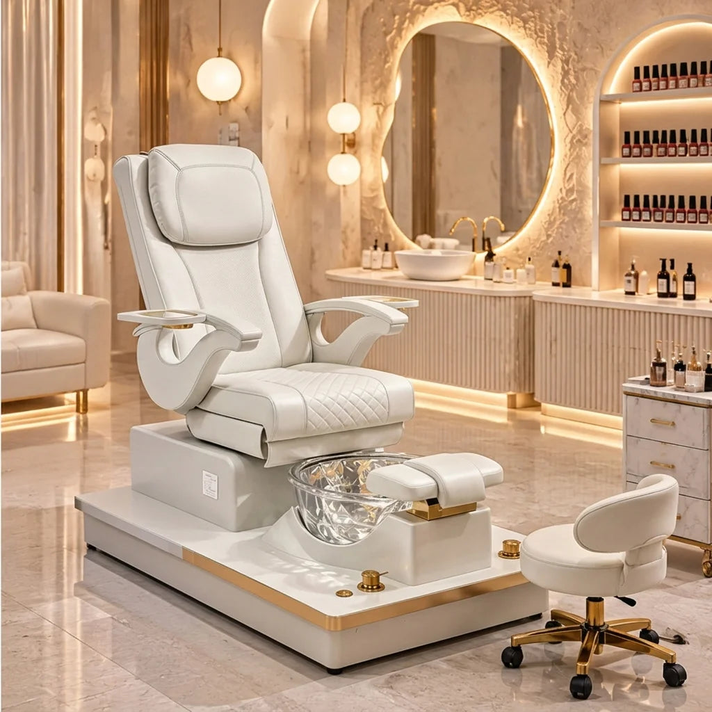 High-Back Pedicure Spa Chair with Foot Basin