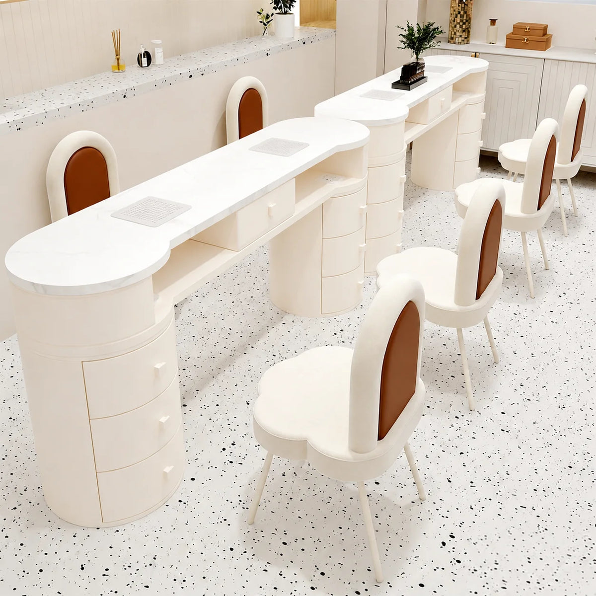 High-End Manicure Table with Storage Cabinets