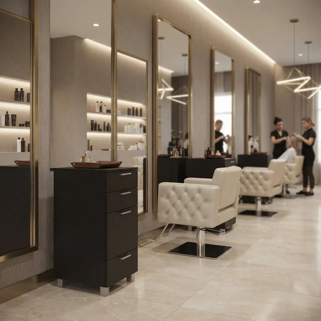 Hair Salon Trolley with Multi-Drawer Cabinet