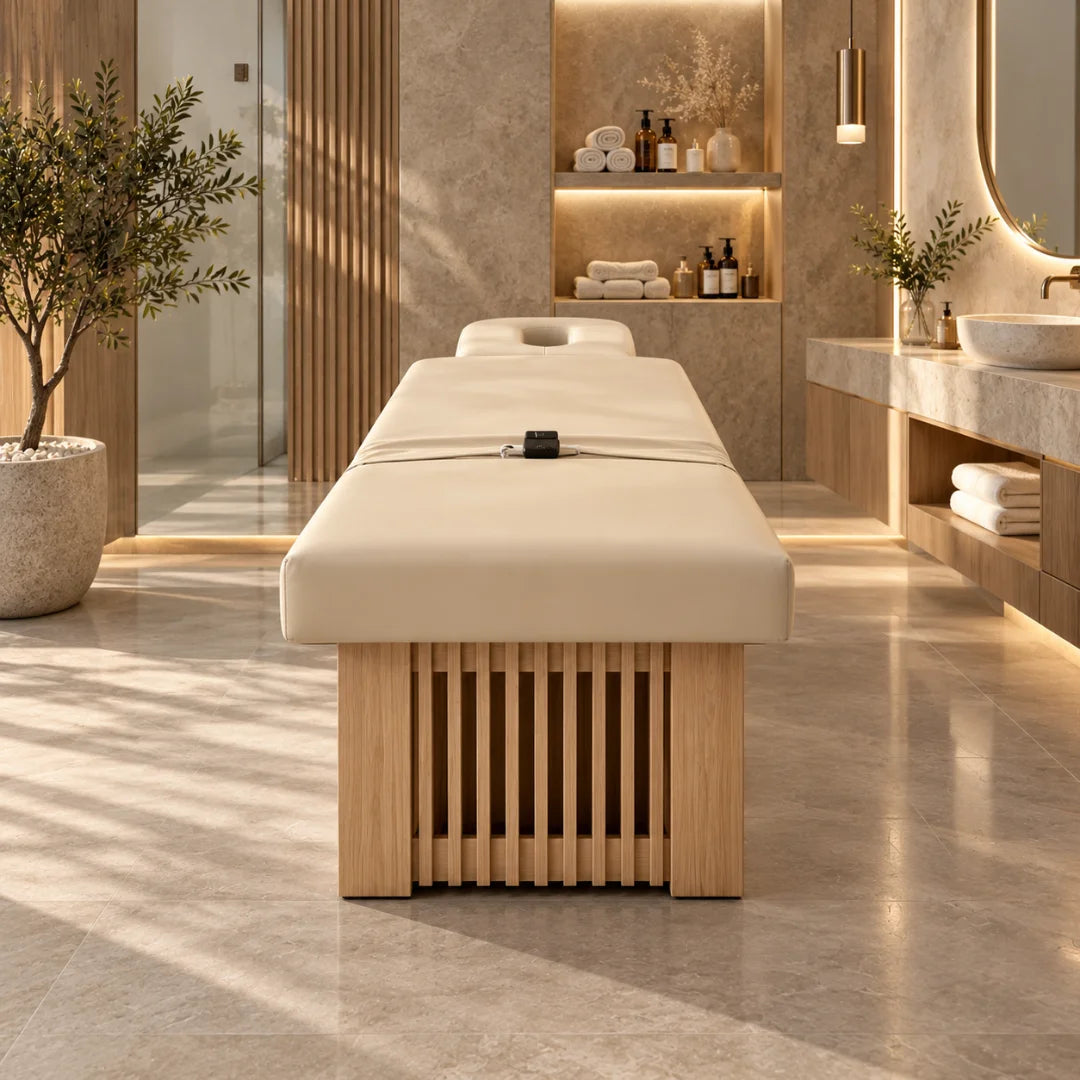 Wood-Finish Spa Massage Table with Padded Headrest