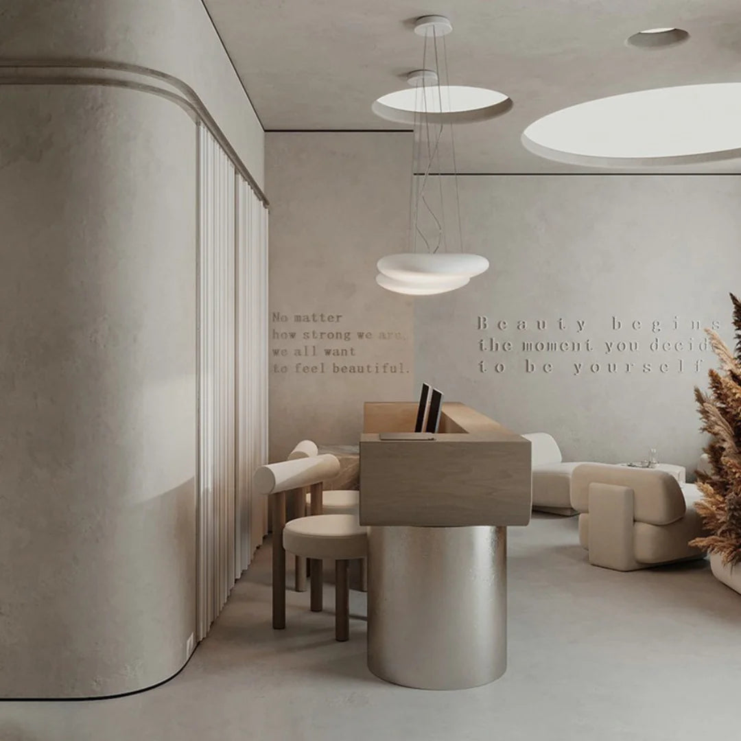 Reception Desk with Wood-Grain Front and Block Base