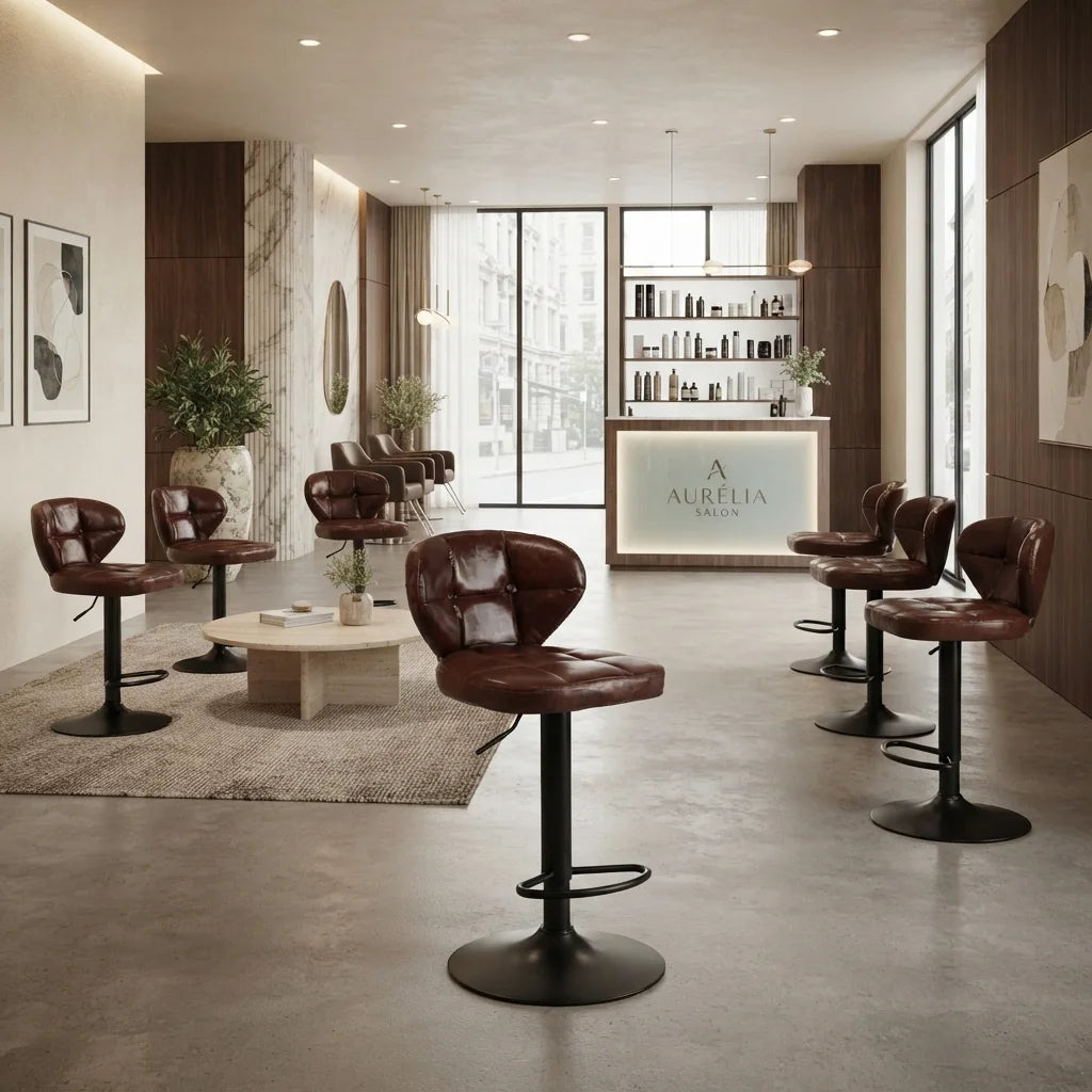 Modern Leather Tufted Salon Chair