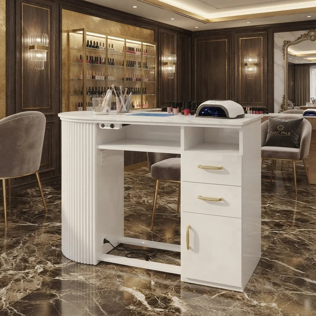 Modern Manicure Station Table with Storage