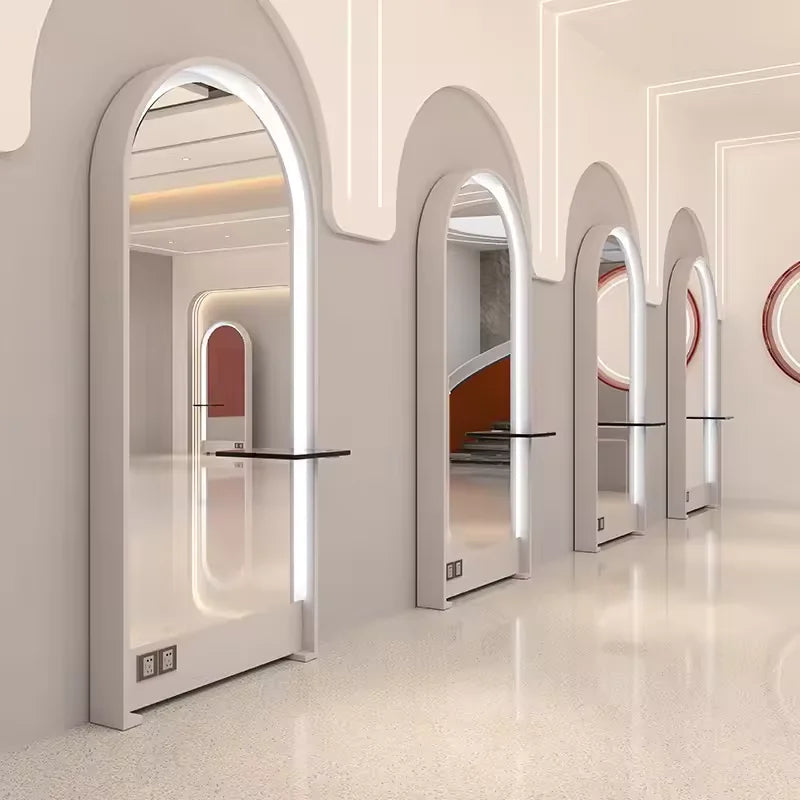 Freestanding Hair Salon Arched LED Mirror