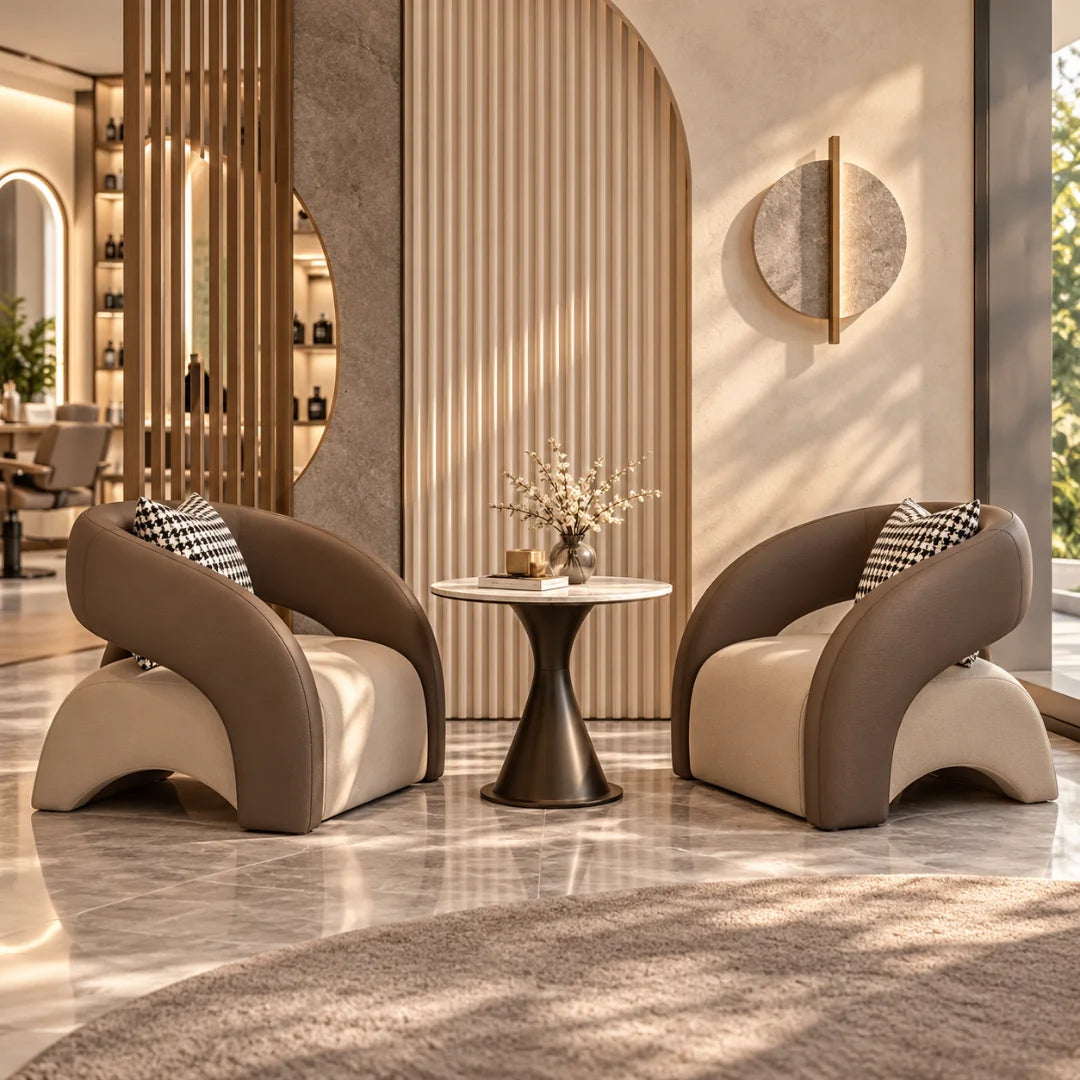 Two-Tone Reception Lounge Chair with Wraparound Backrest