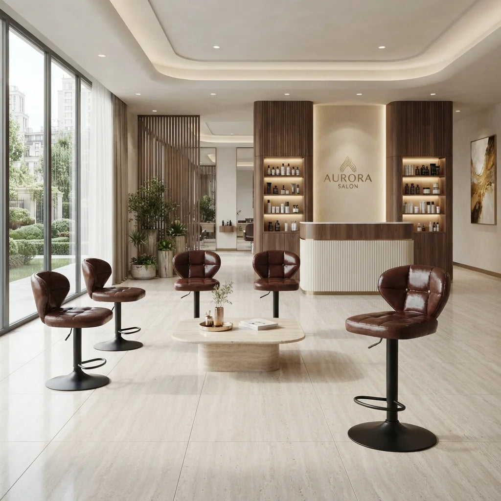 Modern Leather Tufted Salon Chair