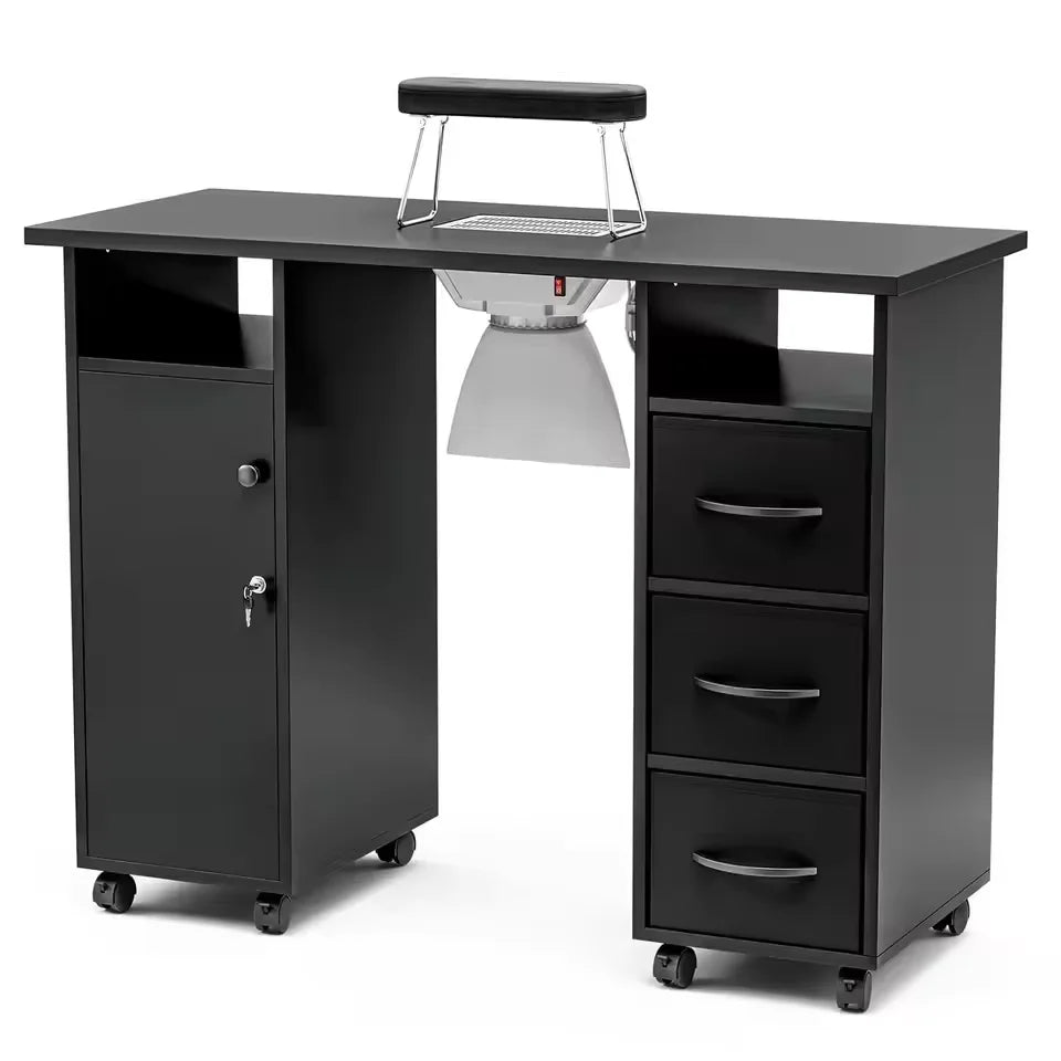 High-End Manicure Workstation with Dual Storage Cabinets