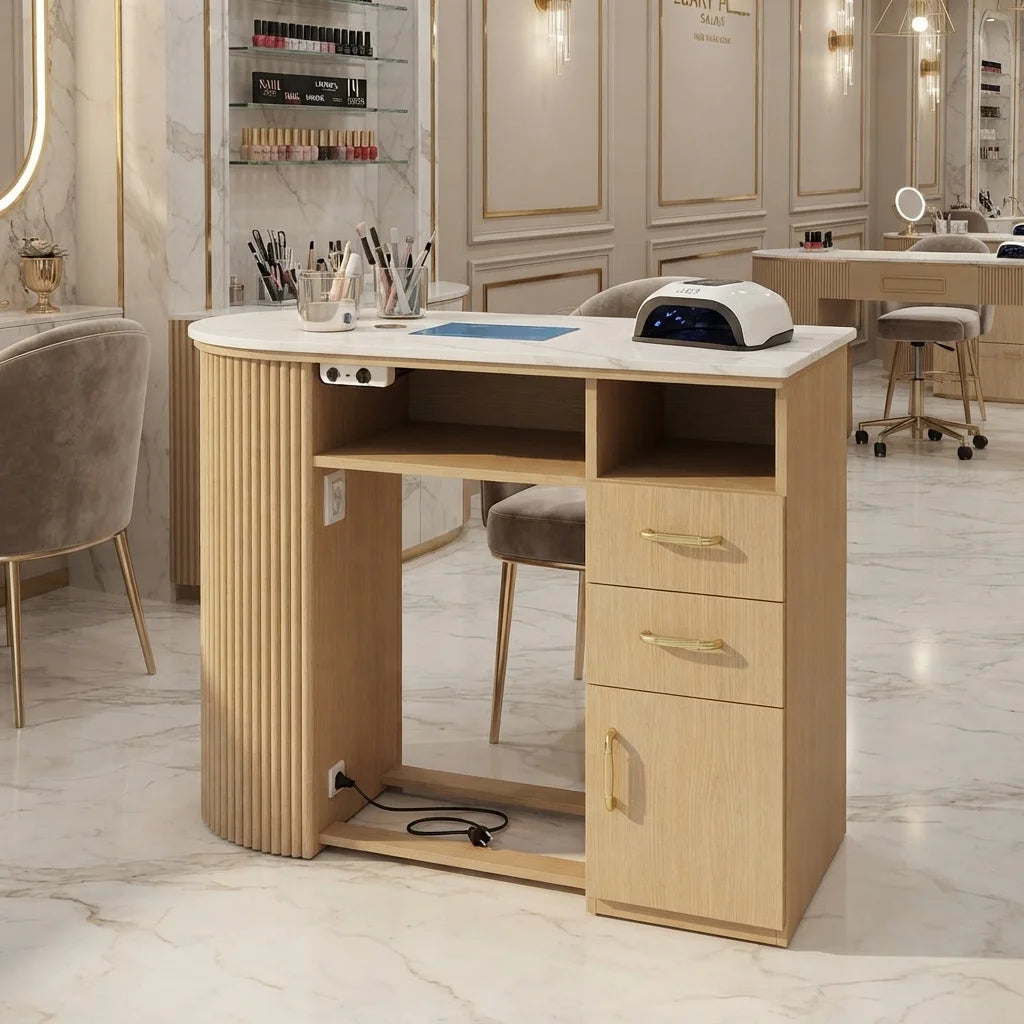 Modern Manicure Station Table with Storage