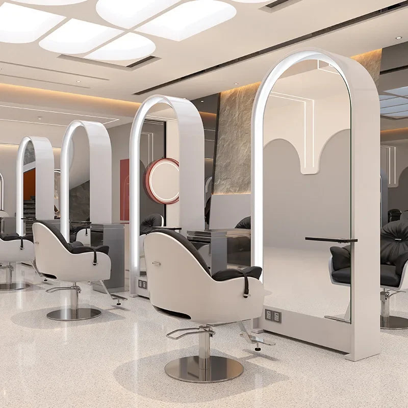 Freestanding Hair Salon Arched LED Mirror