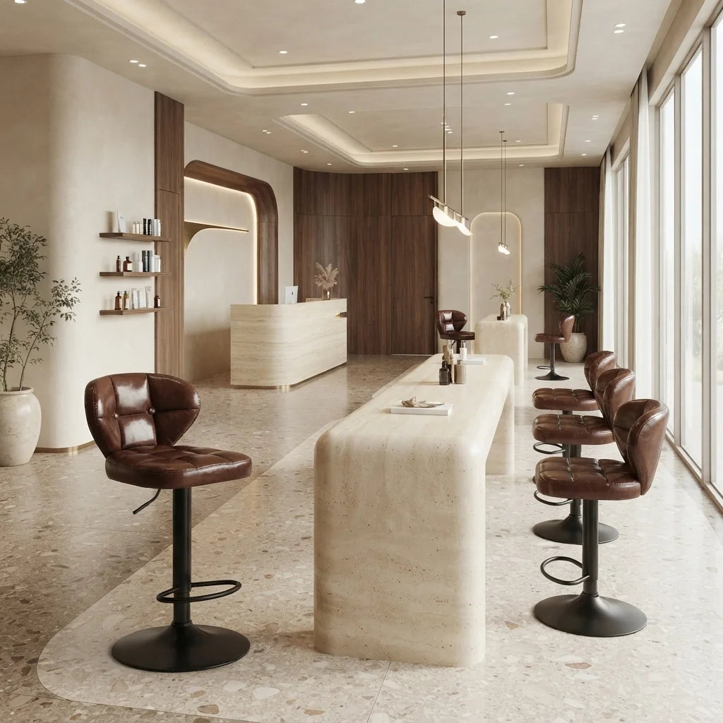 Modern Leather Tufted Salon Chair