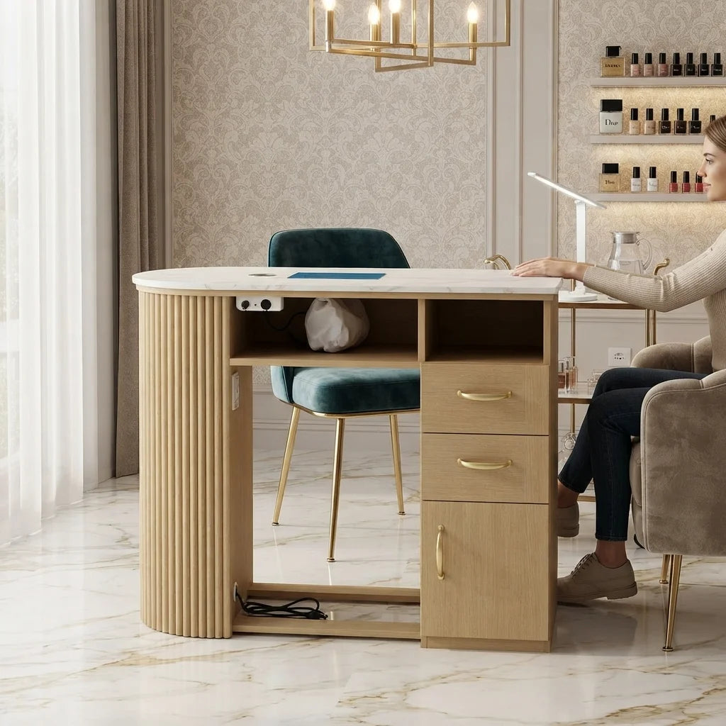 Modern Manicure Station Table with Storage