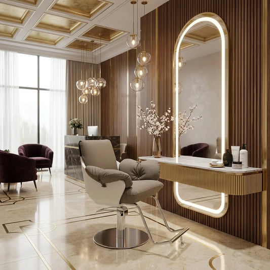 Modern Salon Styling Chair with Cushioned Armrests