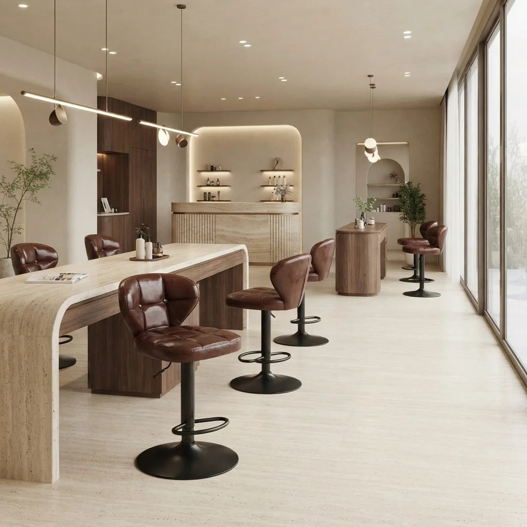 Modern Leather Tufted Salon Chair