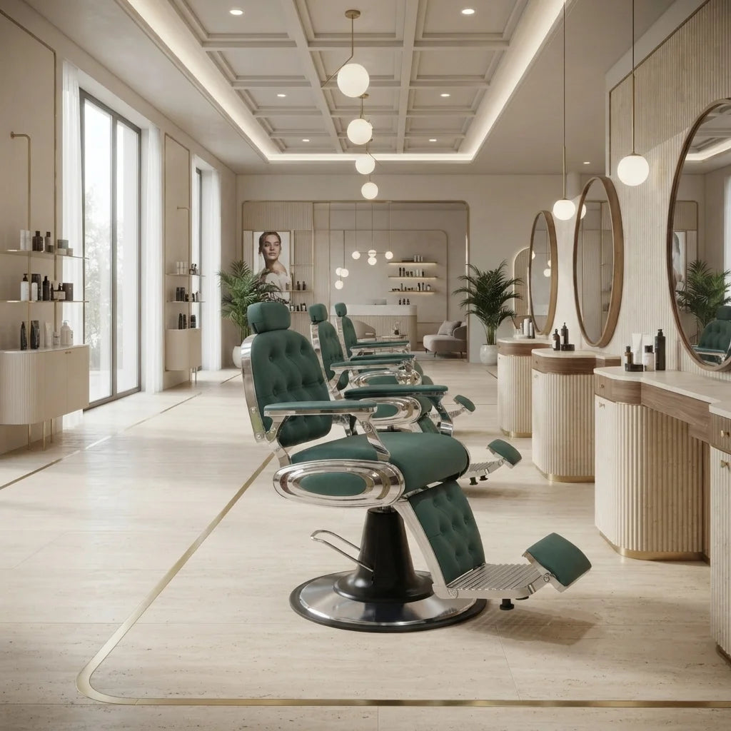 Bespoke Luxury Green Barber Chair