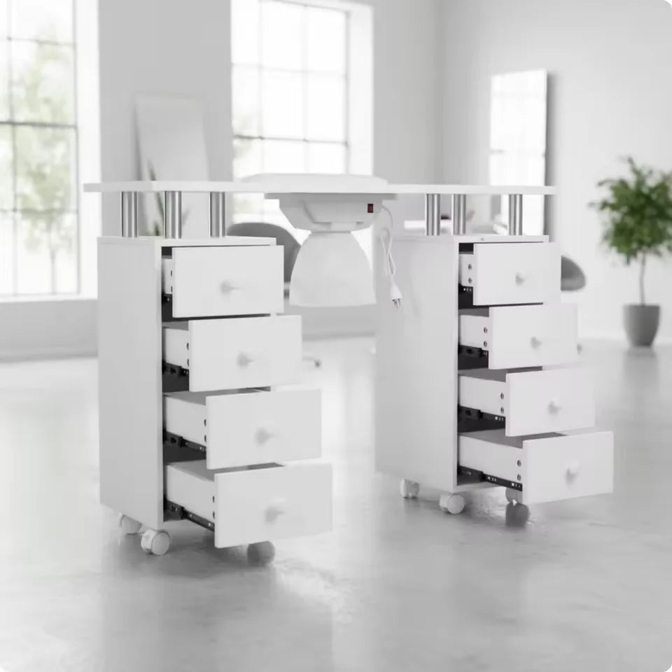 High-End Manicure Workstation with Dual Storage Cabinets