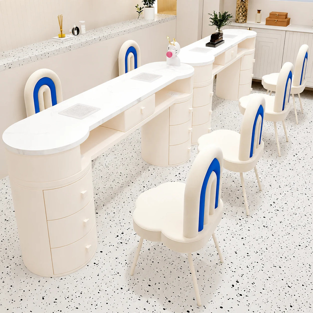 High-End Manicure Table with Storage Cabinets