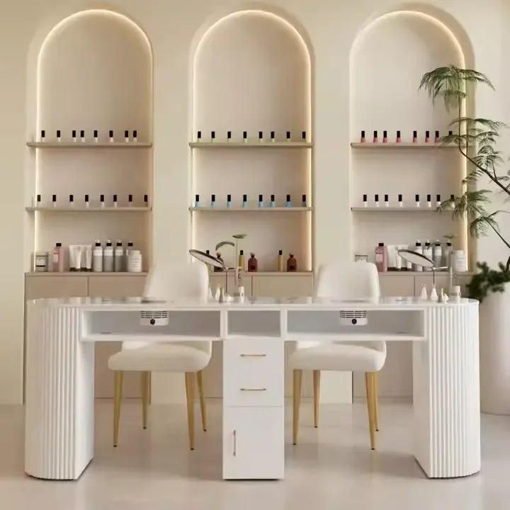 Modern Manicure Station Table with Storage