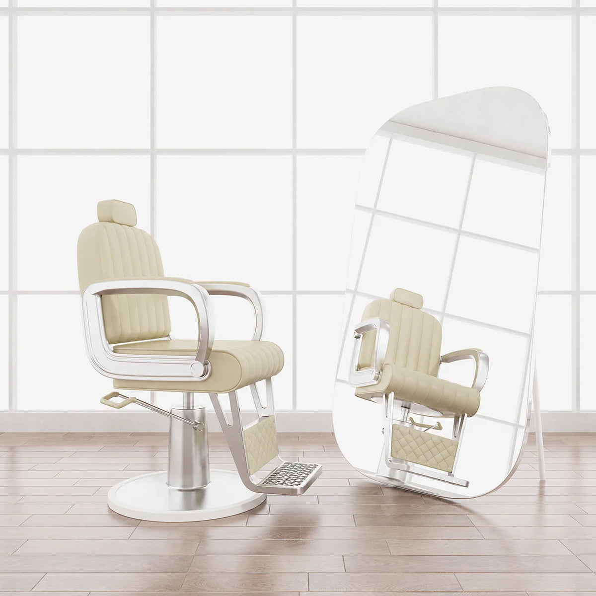 Hydraulic Salon Styling Chair with Ribbed Upholstery
