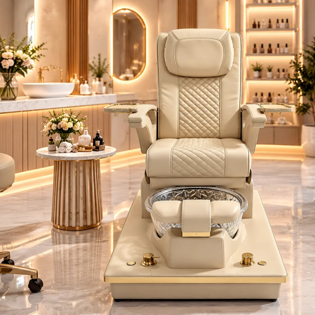 High-Back Pedicure Spa Chair with Foot Basin