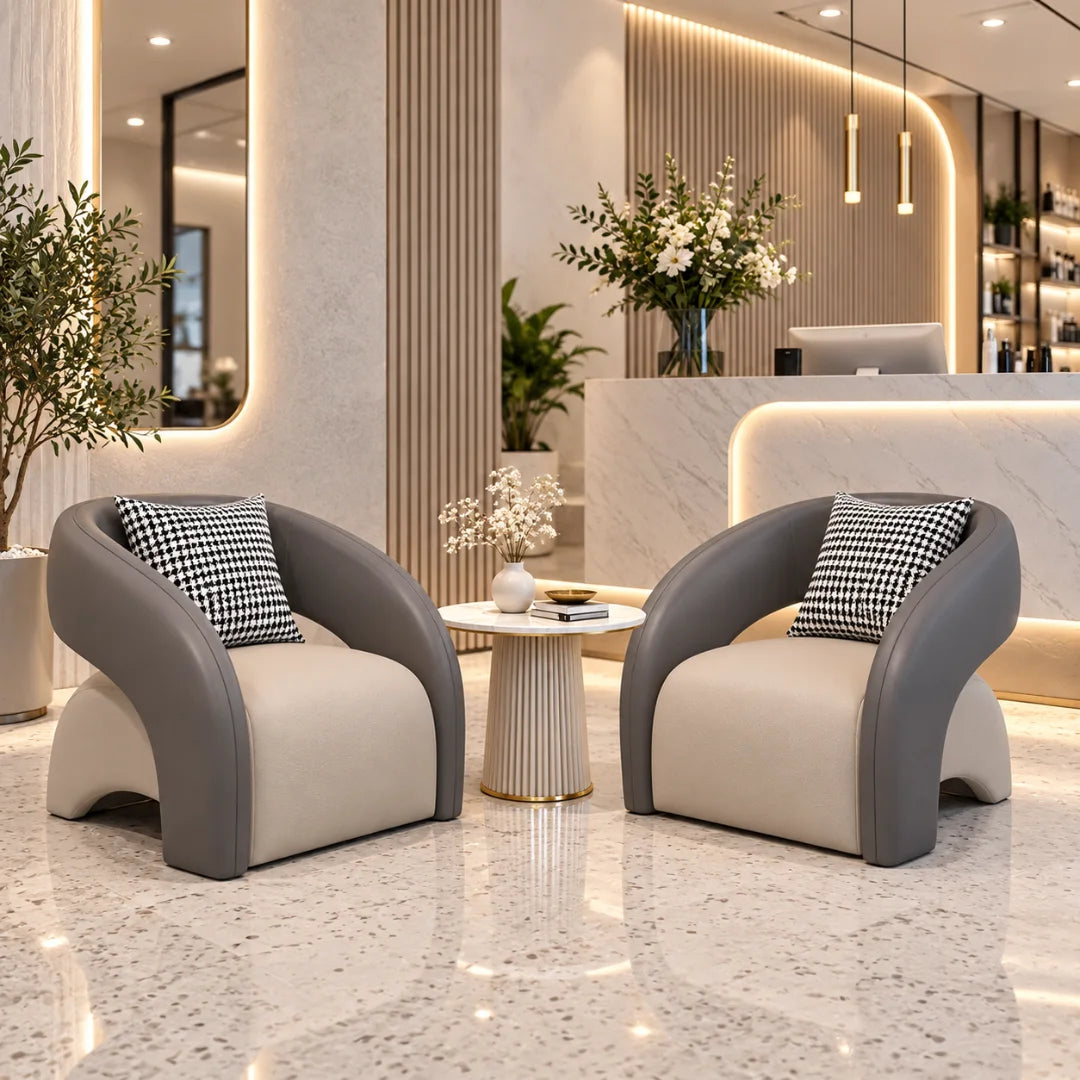 Two-Tone Reception Lounge Chair with Wraparound Backrest
