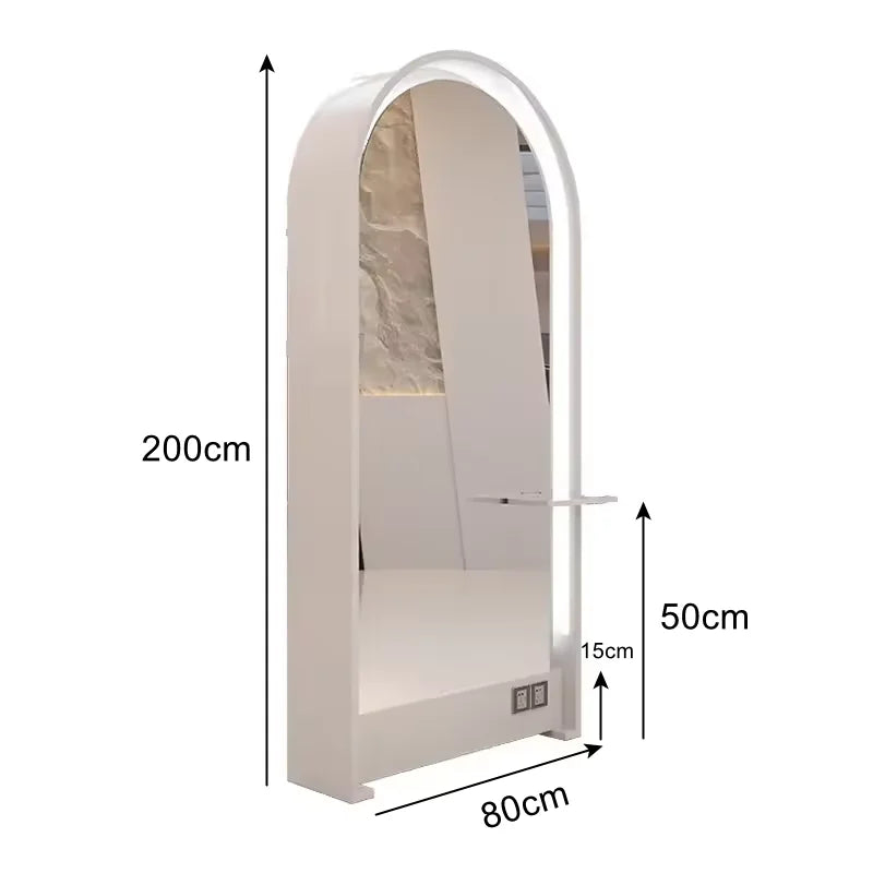 Freestanding Hair Salon Arched LED Mirror