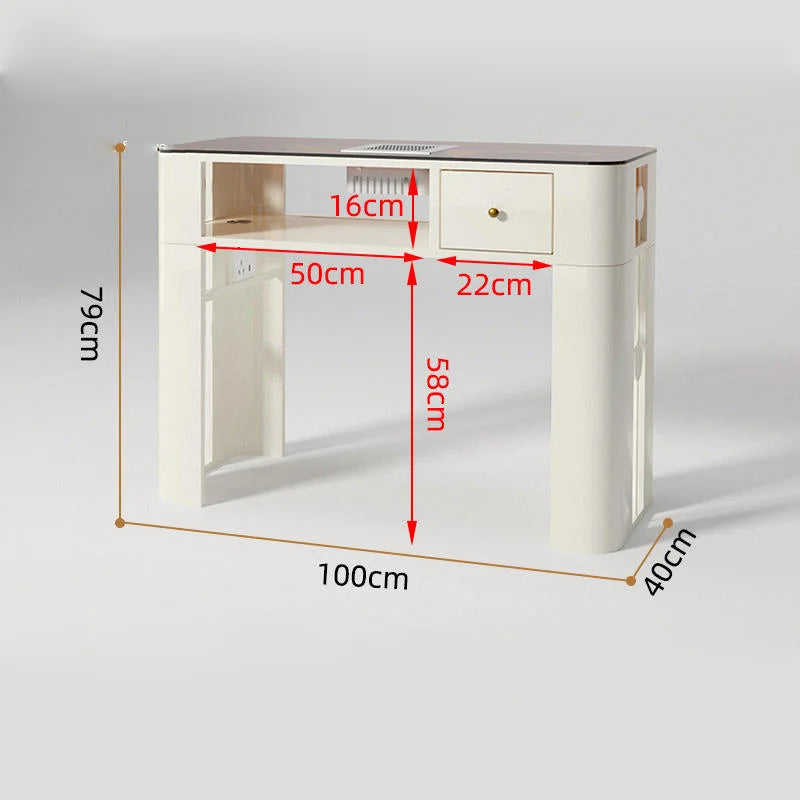 Nail Salon Table with Workstations and Storage