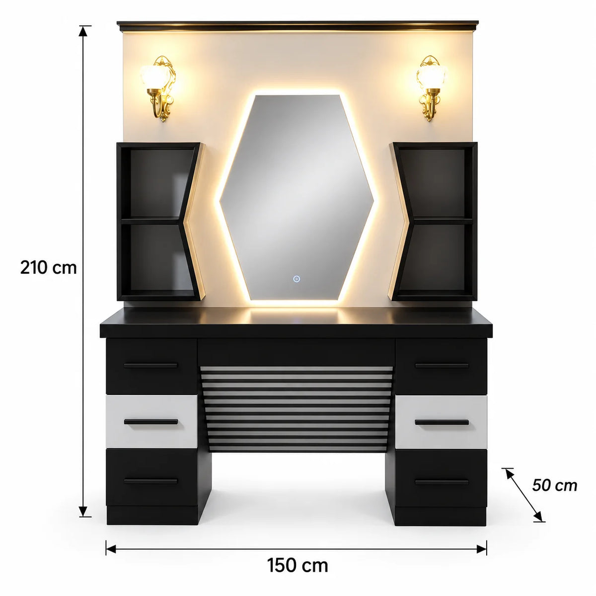 Custom Barber Styling Station with Mirror, Storage & Wash Basin Options