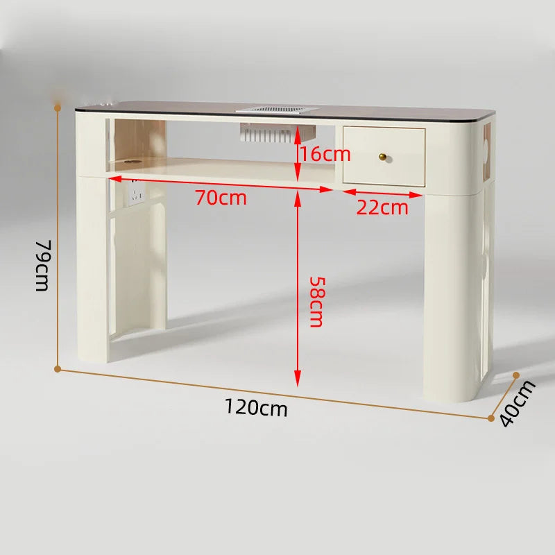 Nail Salon Table with Workstations and Storage
