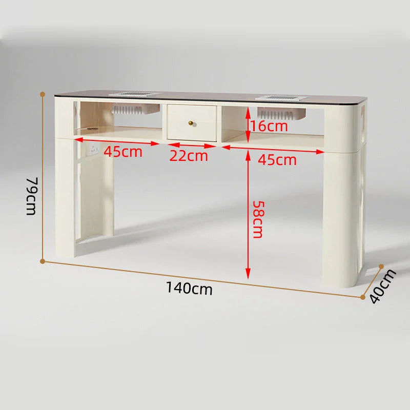 Nail Salon Table with Workstations and Storage
