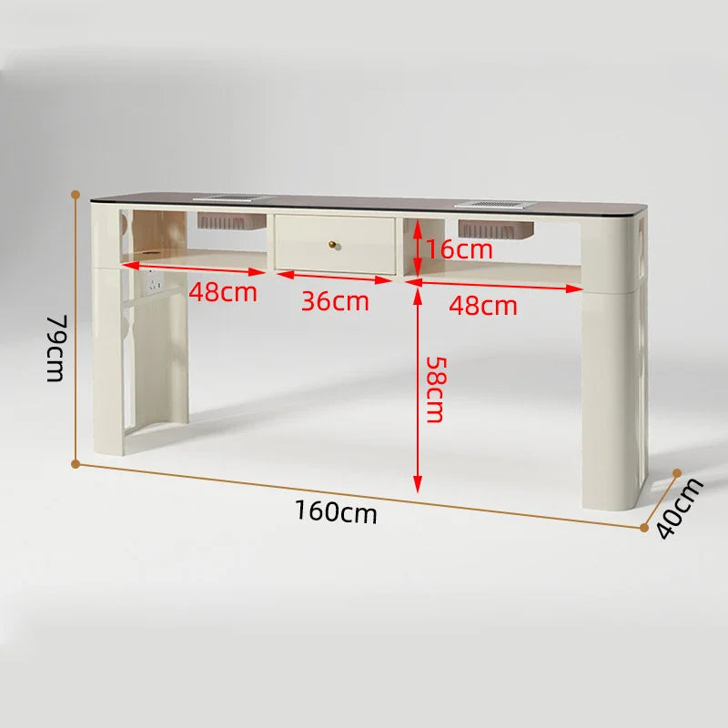 Nail Salon Table with Workstations and Storage