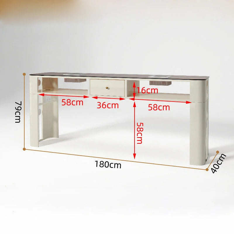 Nail Salon Table with Workstations and Storage