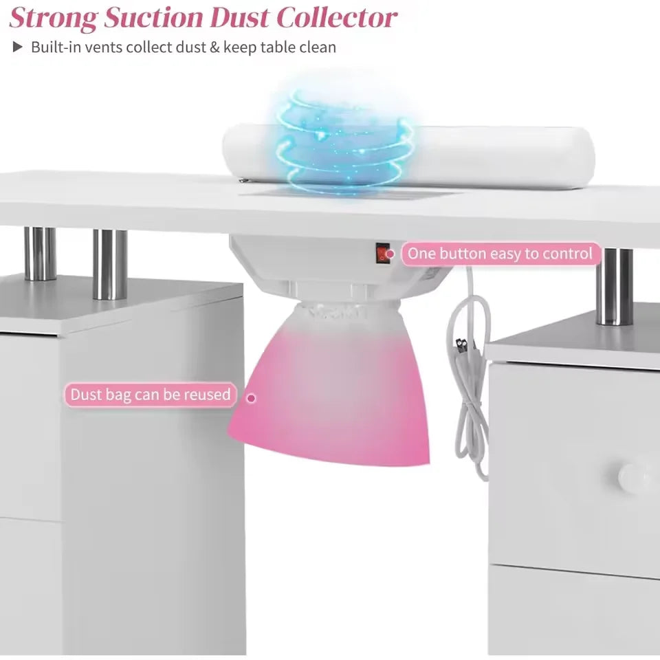 High-End Manicure Workstation with Dual Storage Cabinets