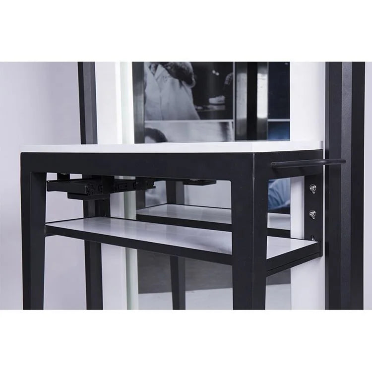 Modern LED Barber Mirror Station with Shelf