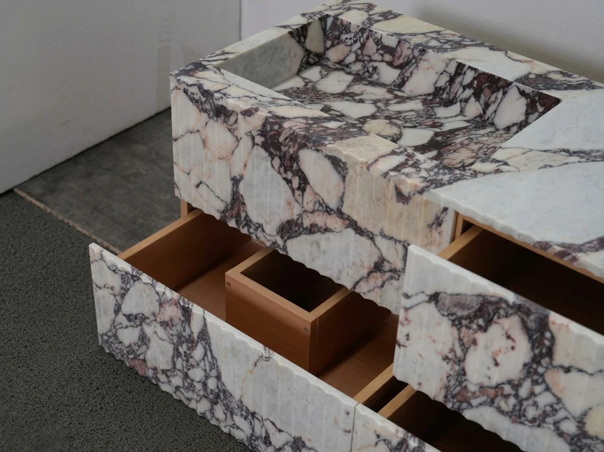 Floating Spa Vanity Cabinet with Marble-Look Finish