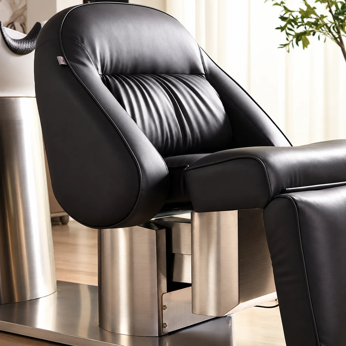 Black Upholstery Salon Shampoo Chair with Stool