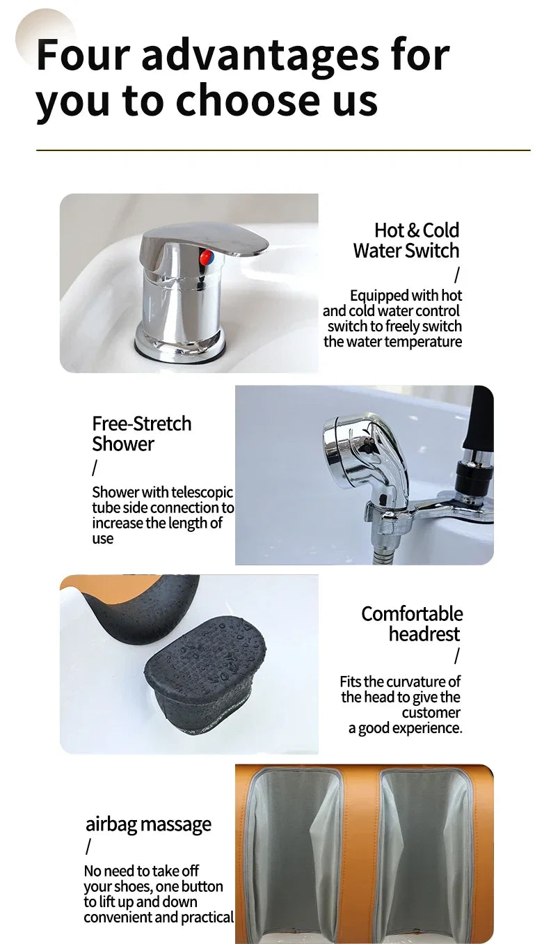 Salon Head Spa Shampoo Chair with Full-Body Massage