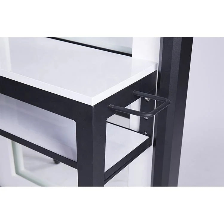 Modern LED Barber Mirror Station with Shelf