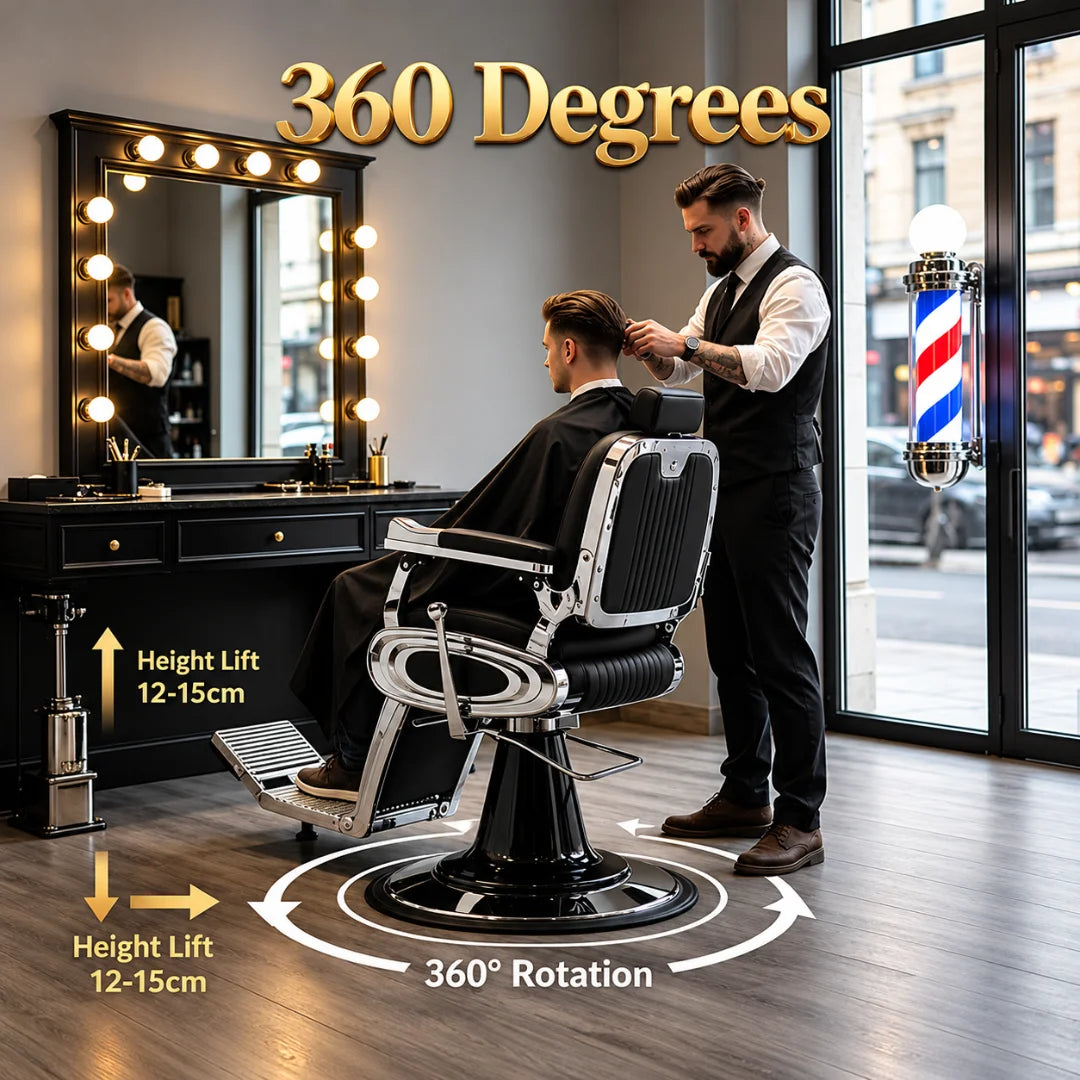 Classic Ribbed Black Theme Barber Chair