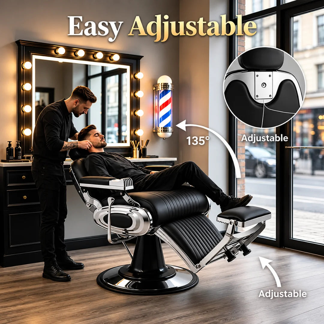 Classic Ribbed Black Theme Barber Chair