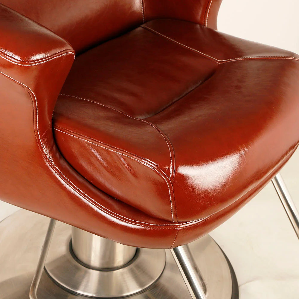 Burgundy Leather Upholstered Salon Styling Chair