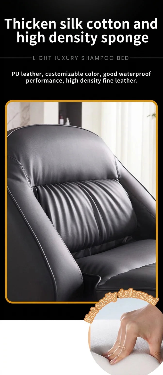Black Upholstery Salon Shampoo Chair with Stool
