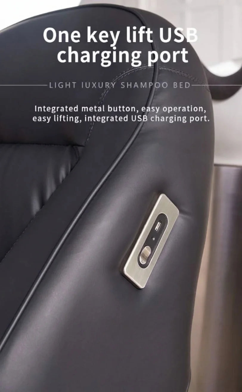 Black Upholstery Salon Shampoo Chair with Stool