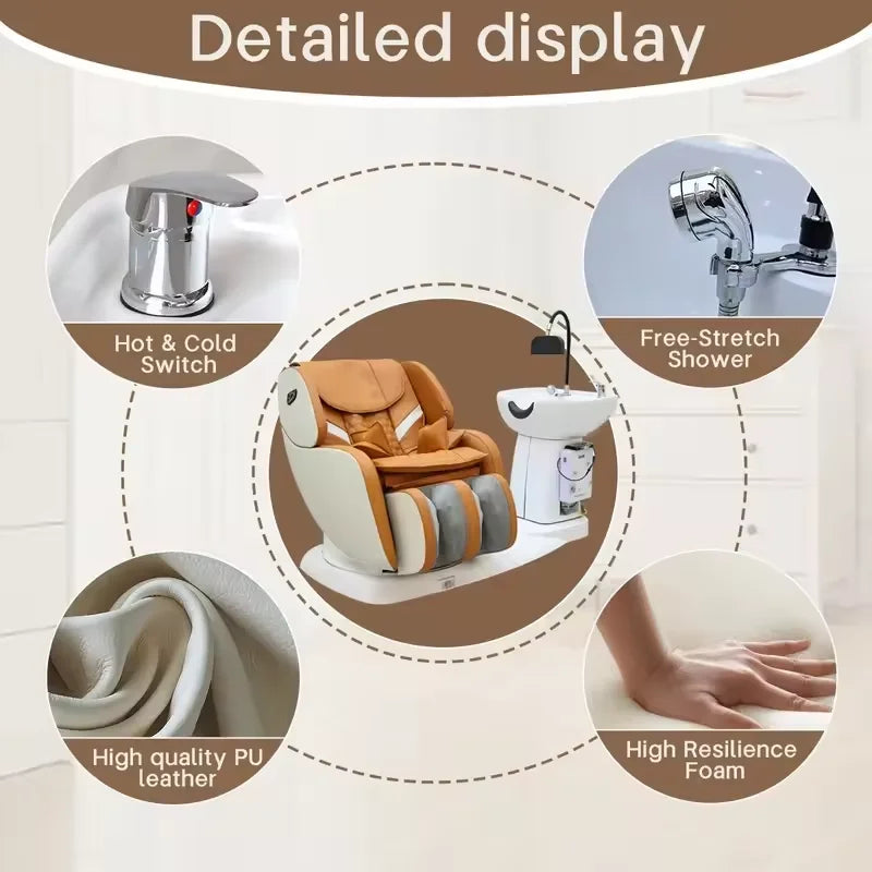 Salon Head Spa Shampoo Chair with Full-Body Massage