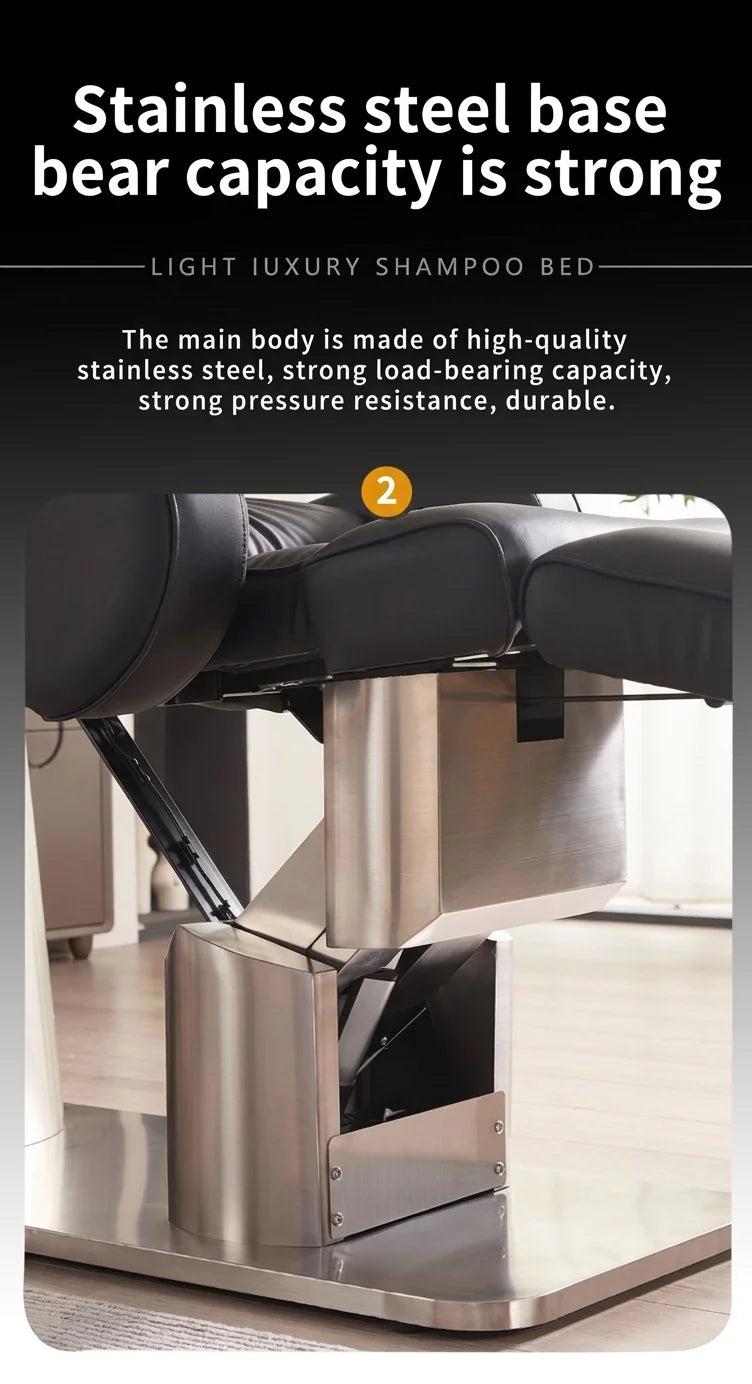 Black Upholstery Salon Shampoo Chair with Stool