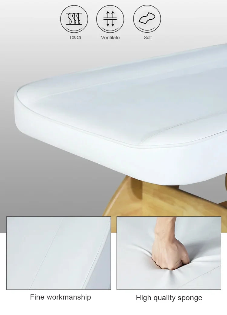 Spa Massage Bed with Natural Wood Base