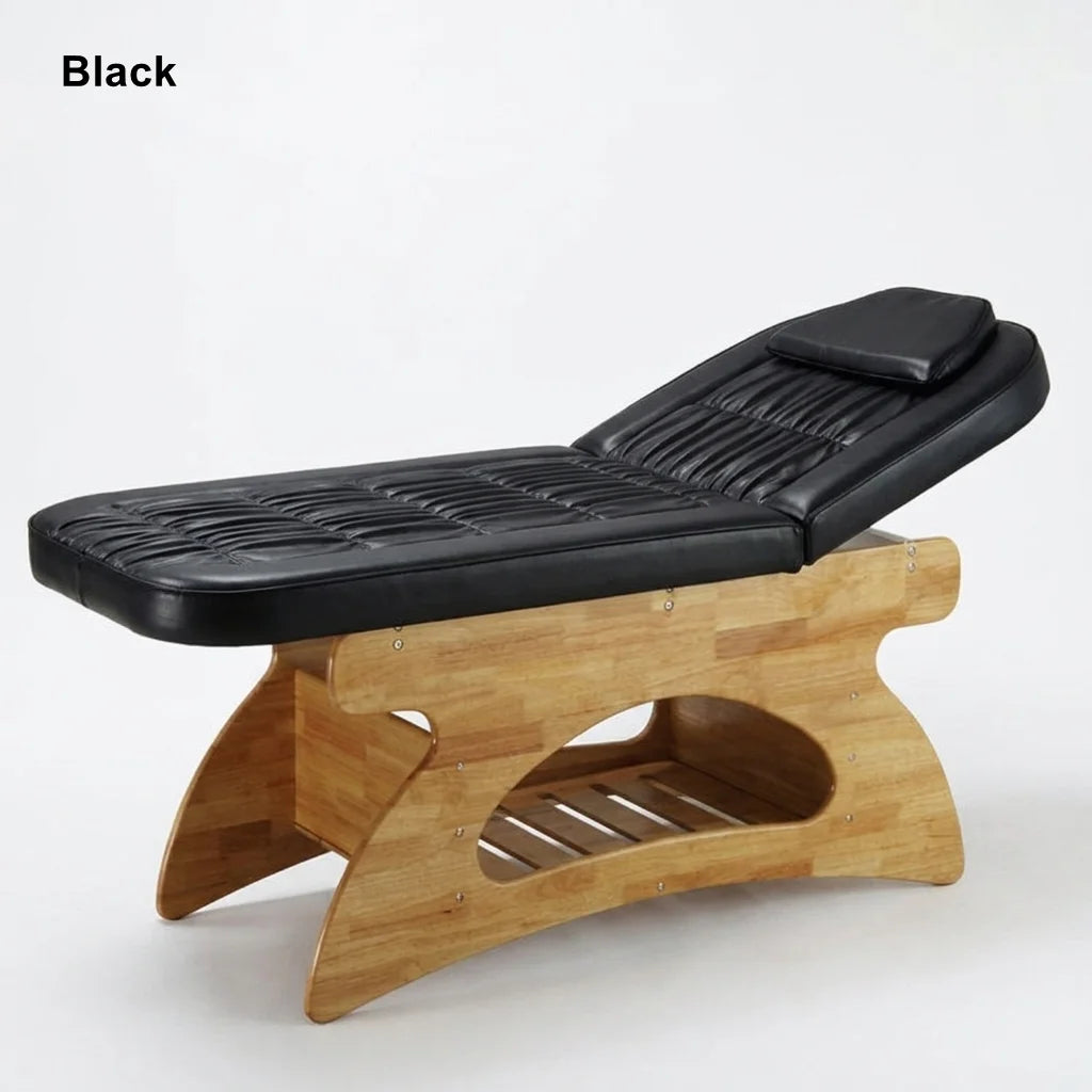 Spa Massage Bed with Natural Wood Base