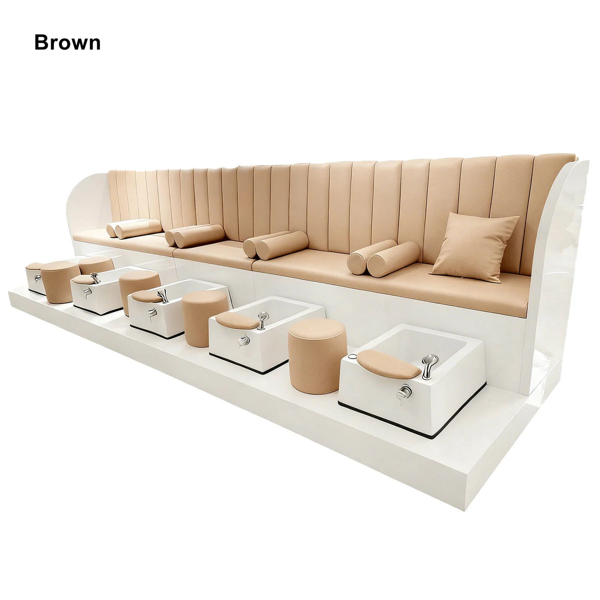 Four-Station Pedicure Bench with Integrated Foot Baths