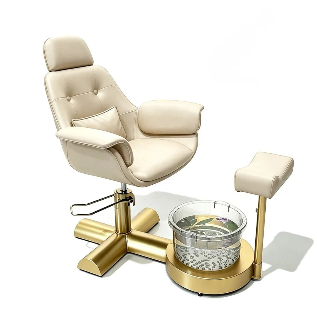 Button Tufted Pedicure Spa Chair with Padded Footrest