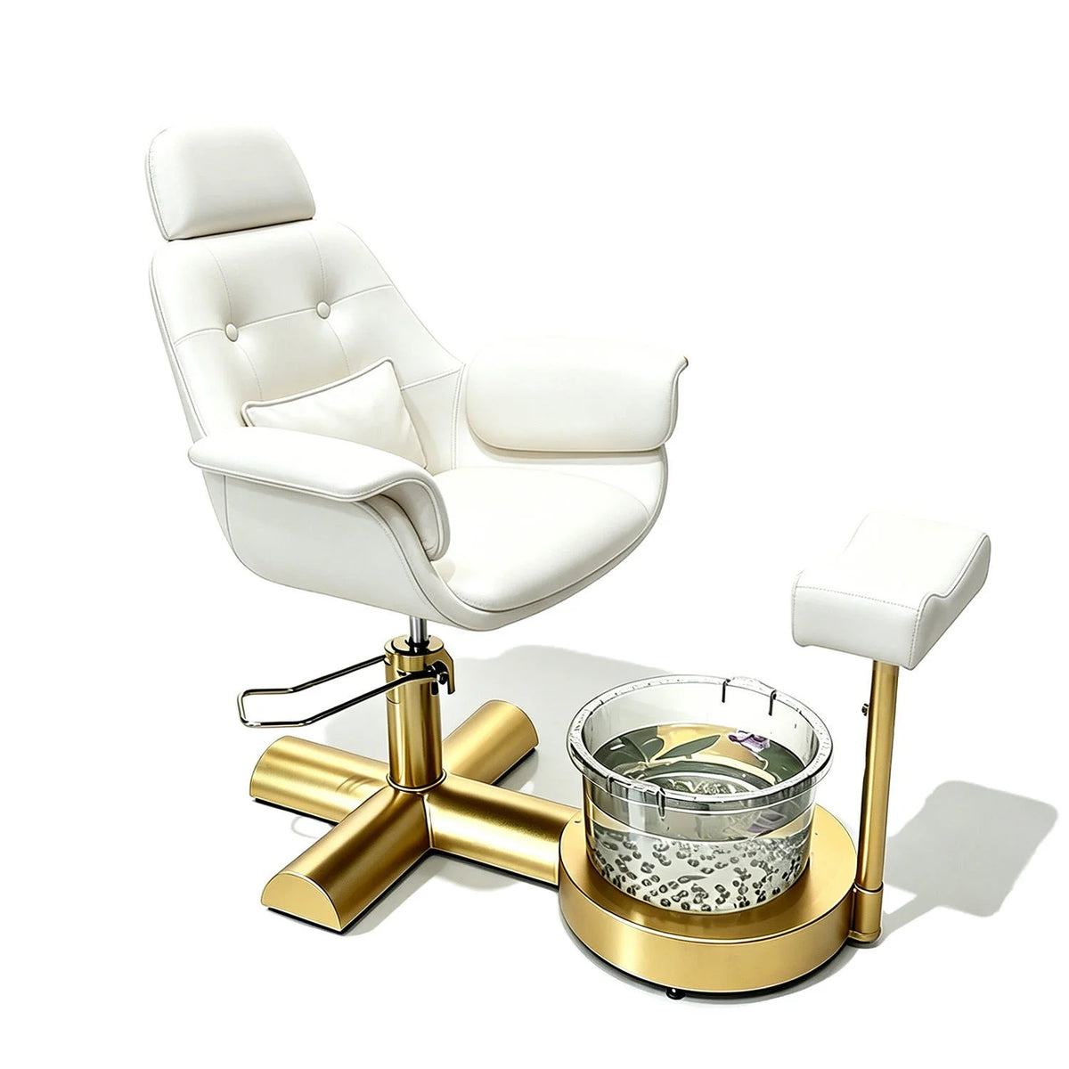 Button Tufted Pedicure Spa Chair with Padded Footrest